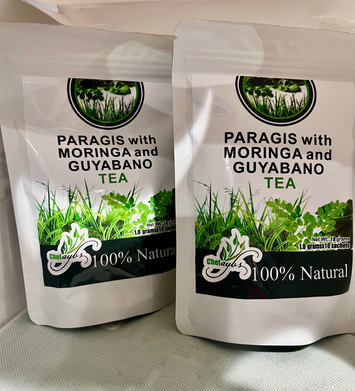 Chef Ayb’s Paragis Guyabano with Moringa Tea 2-packs of 10 sachets per bag (20 sachets 1.8gms each total) Nourishing Herbal Blend for Wellness Support