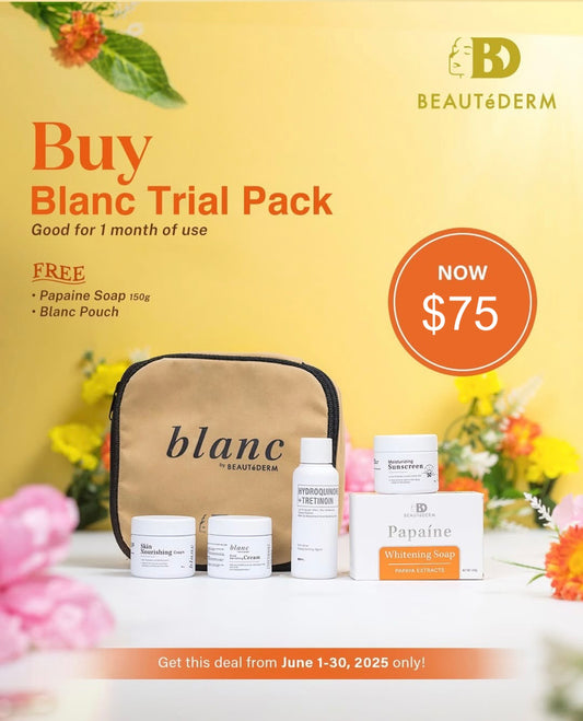 Blanc Set TRIAL Size (60ml toner and 10gram creams, 1 month use) with FREE Papaine Soap and Blanc Pouch