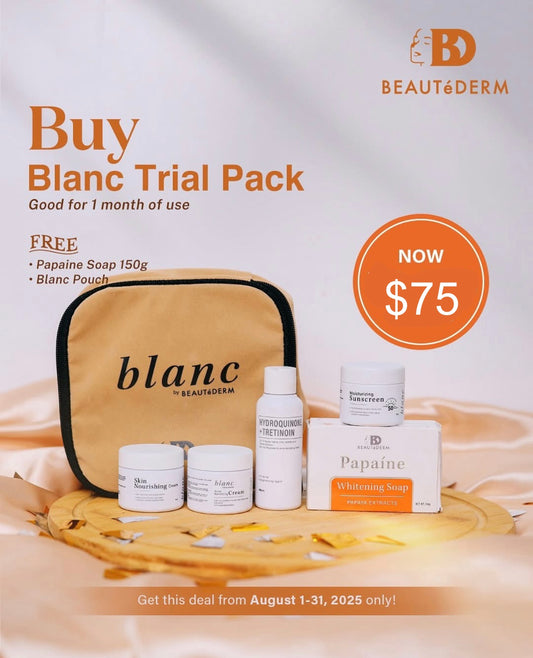 Blanc Set TRIAL Size (60ml toner and 10gram creams, 1 month use) with FREE Papaine Soap 150 grams and Blanc Pouch