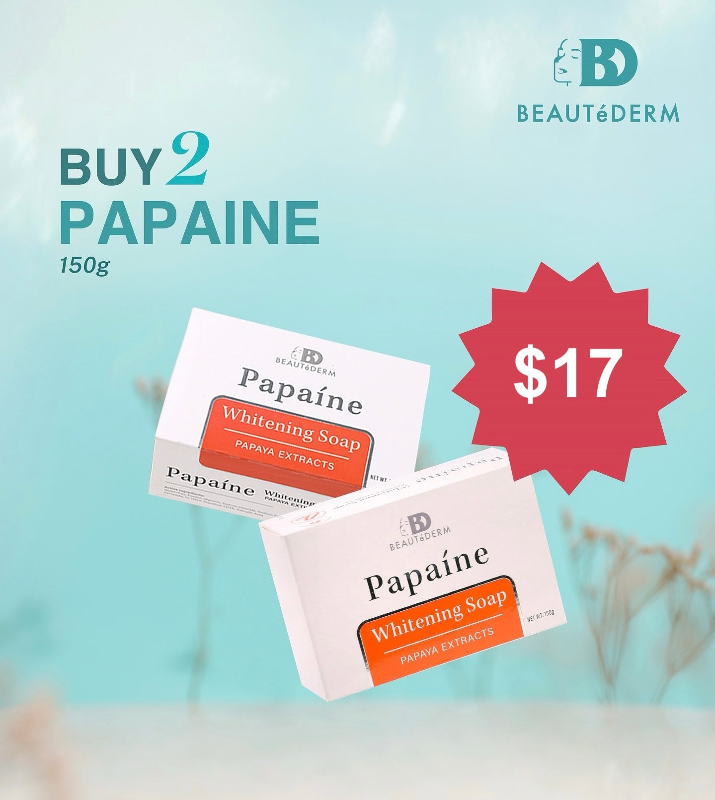 Papaine soap 150grams BUY 1 TAKE 1 FREE for $17