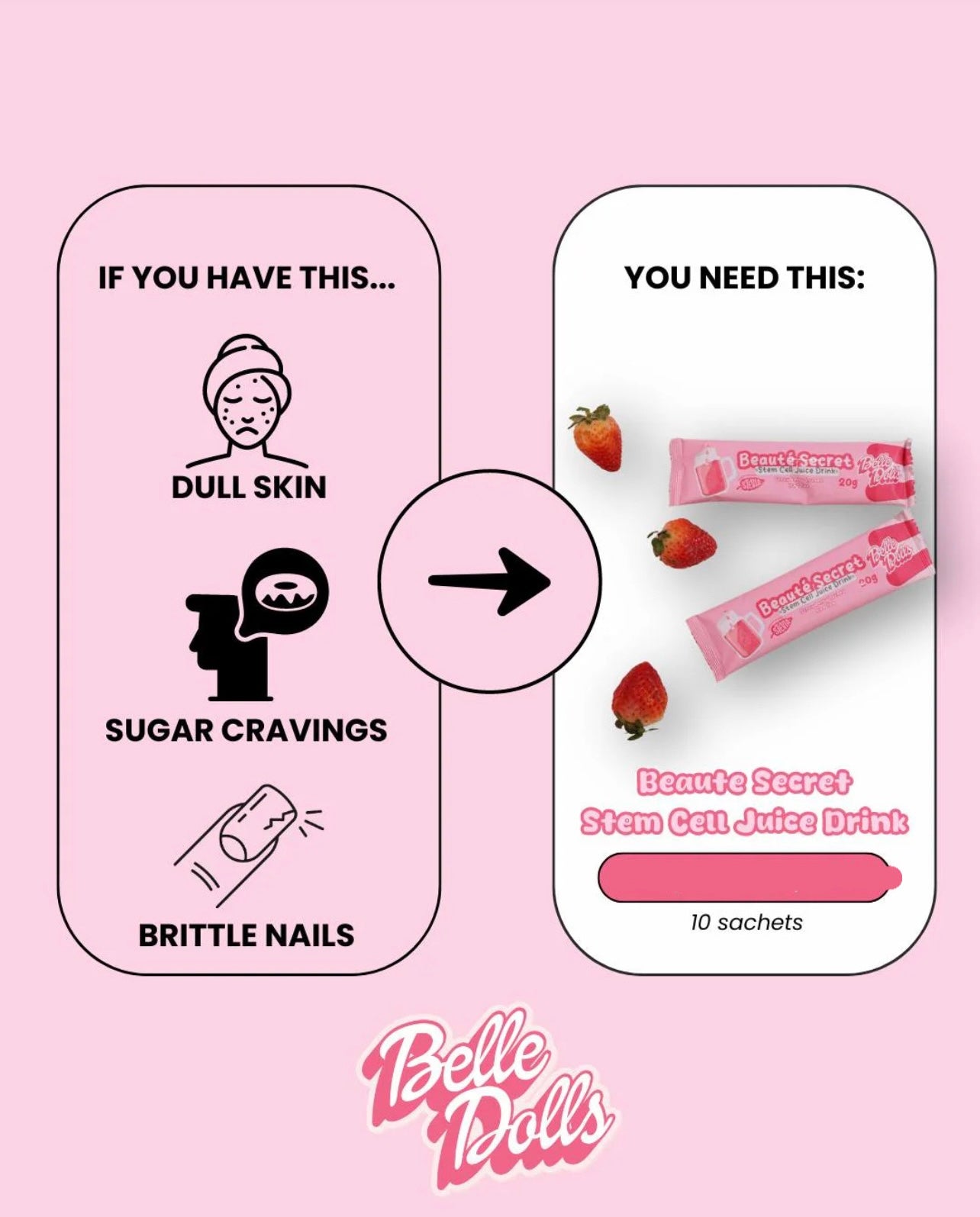 Belle Dolls Strawberry Lychee Stem Cell Juice Drink