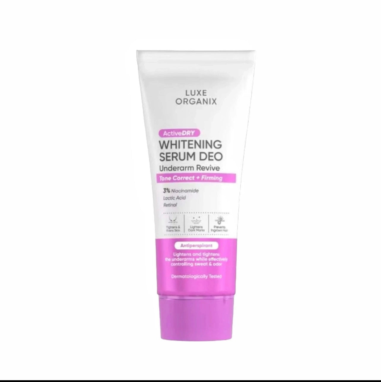 LUXE ORGANIX Active Dry Brightening Serum Deodorant Underarm Revive (PURPLE) - Tone Correct+ Smooth & Firm Formula (50G)