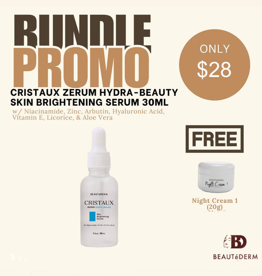 Cristaux Zerum Hydra-beauty Skin Brightening Serum 30ML with FREE Night Cream 1 (20grams)