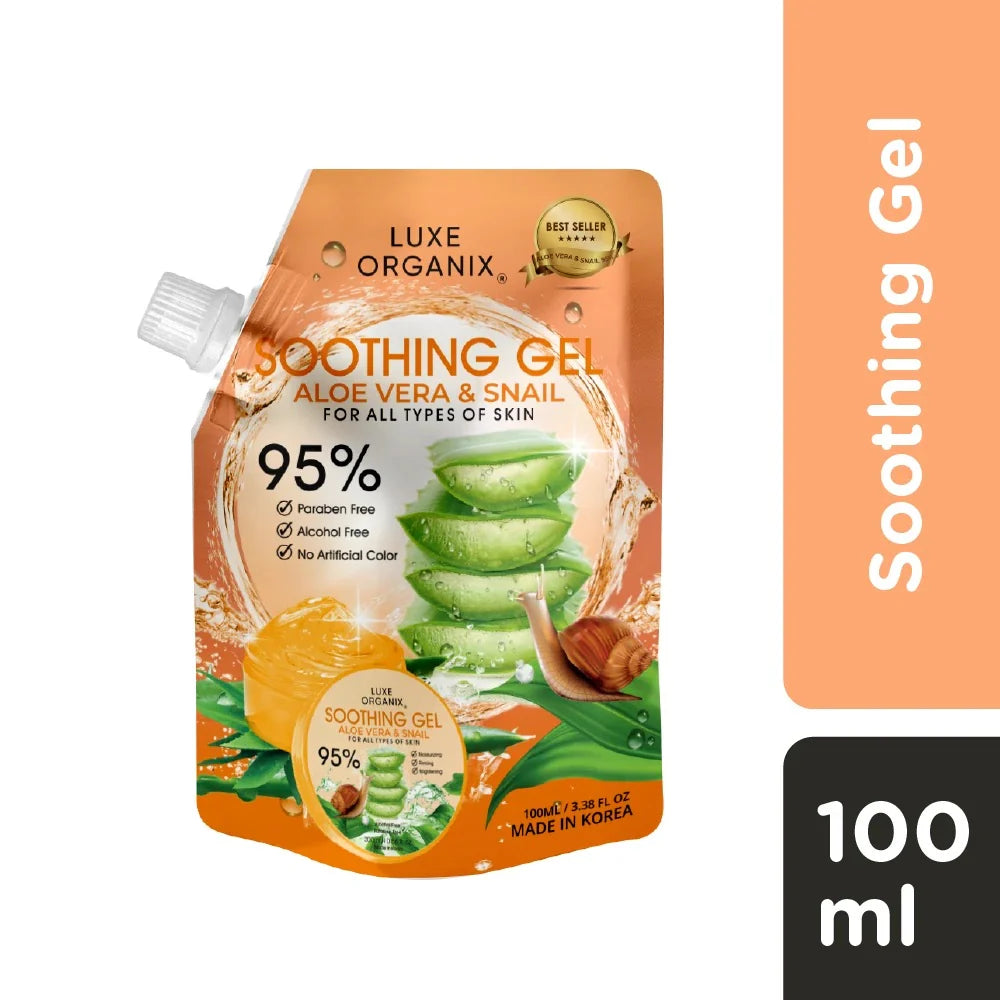 Luxe Organix Aloe Vera and Snail Soothing Gel 95% (100ml)