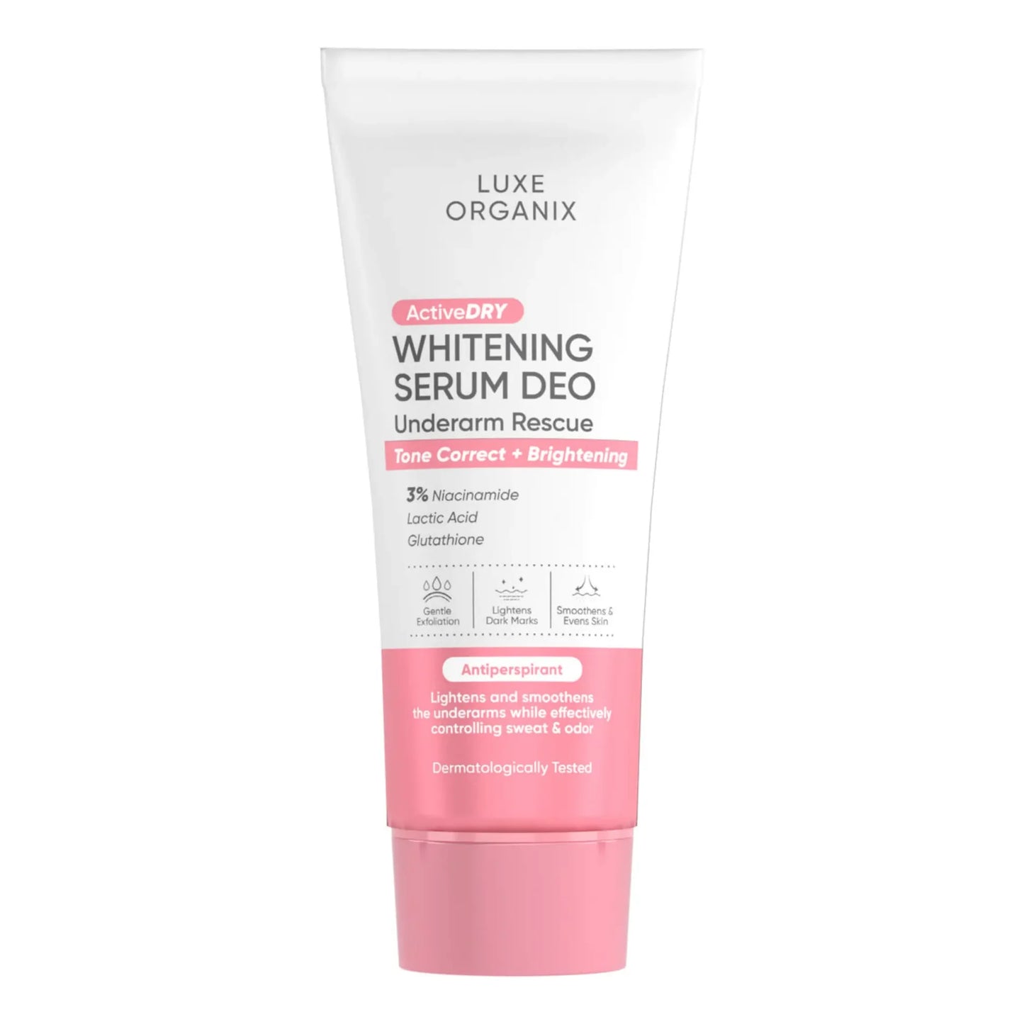 LUXE ORGANIX Active Dry Brightening Serum Deodorant Underarm Rescue (PINK) - Tone Correct & Brightening 50gm