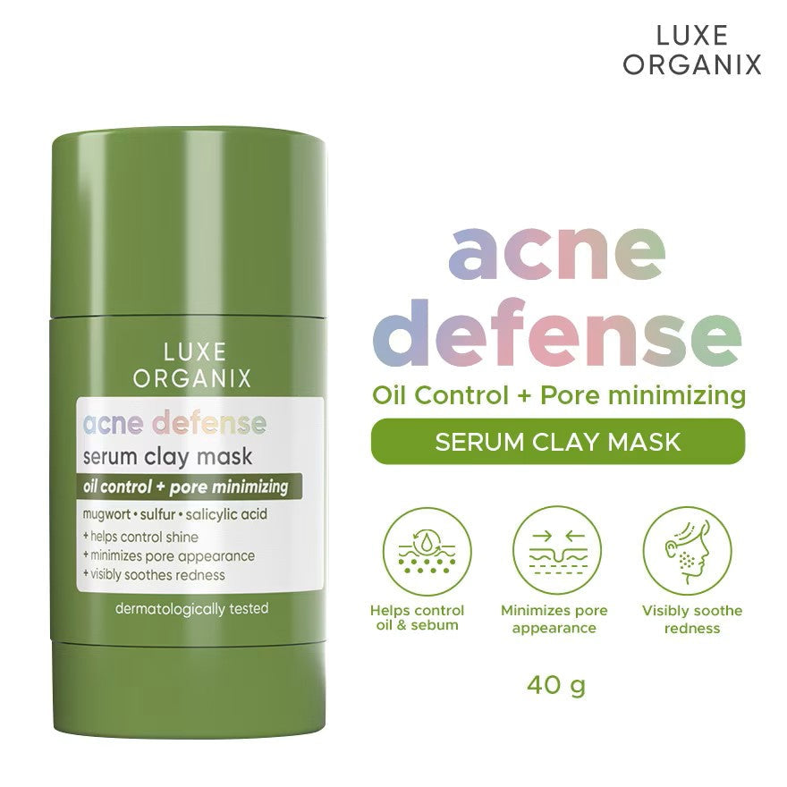 LUXE ORGANIX Acne Defense Mugwort Clay Stick - Oil Control and Pore Minimizing Face Mask 52g