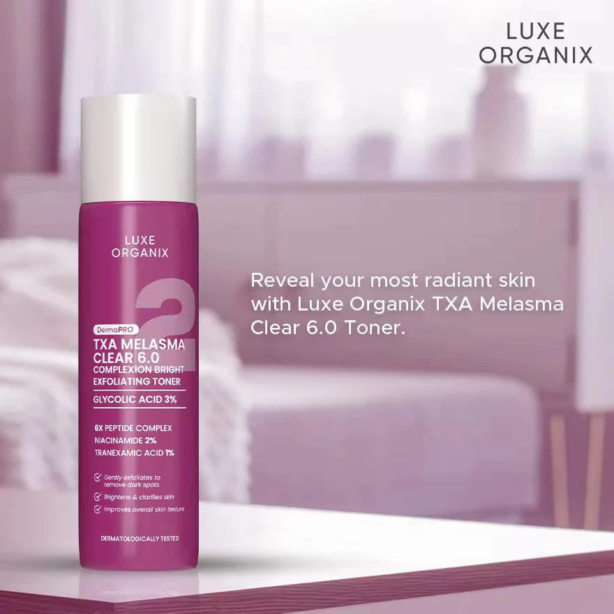 LUXE ORGANIX DermaPRO TXA Melasma Clear 6.0 Complexion Bright Exfoliating Toner 150ml
