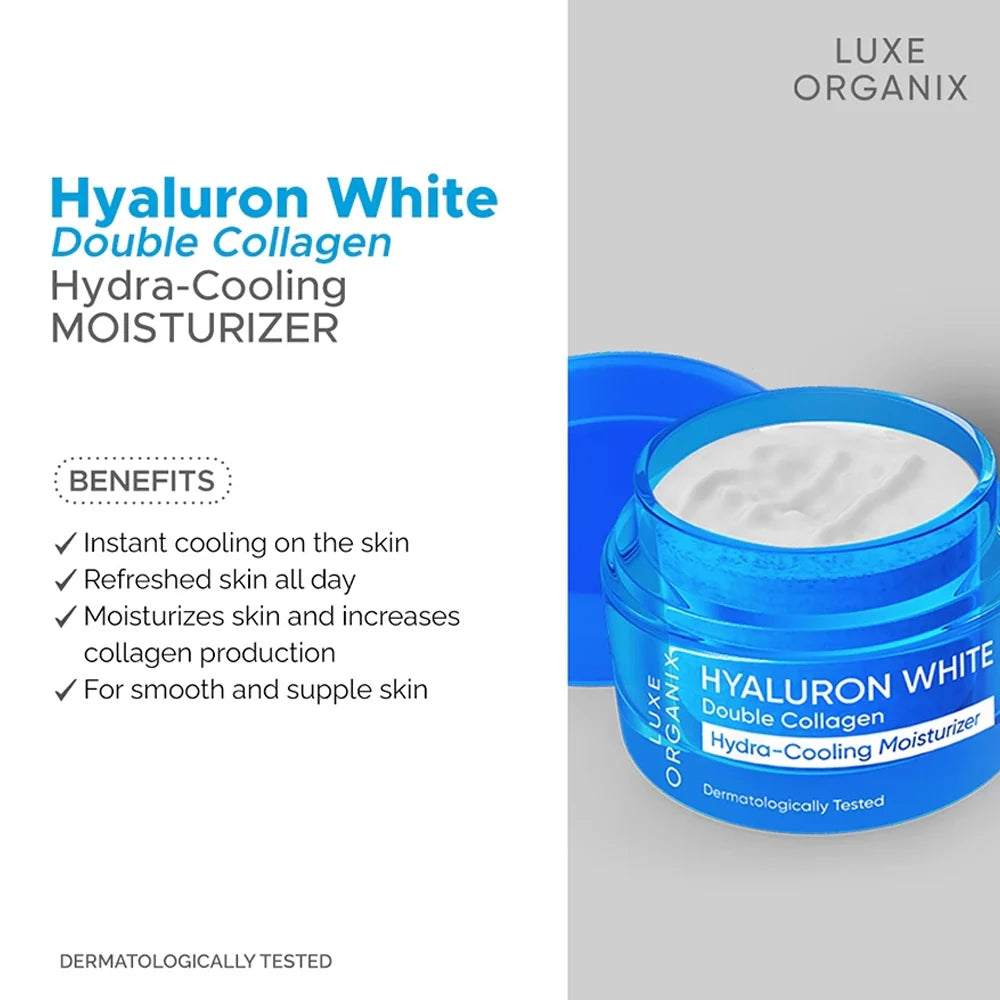 LUXE ORGANIX Hyaluron White Double Collagen Hydra-Cooling Mousturizer 50g