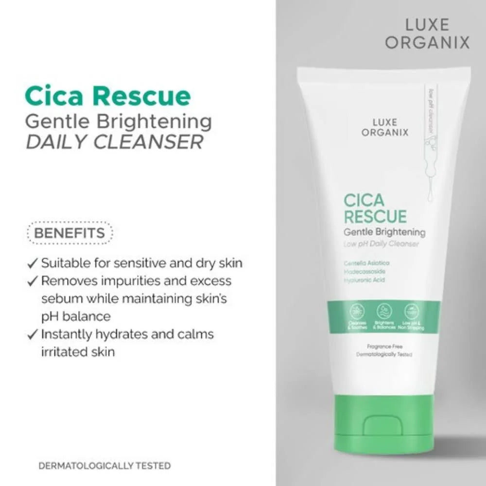 LUXE ORGANIX Cica Rescue Gentle Brightening Low pH Daily Cleanser 150g