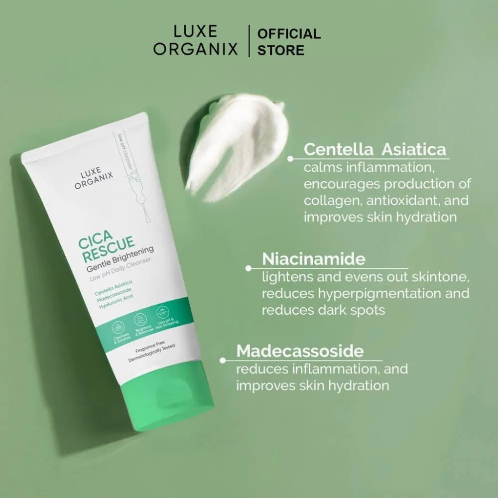 LUXE ORGANIX Cica Rescue Gentle Brightening Low pH Daily Cleanser 150g