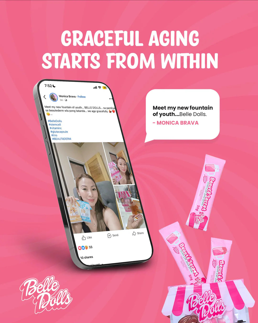 Belle Dolls Strawberry Lychee Stem Cell Juice Drink