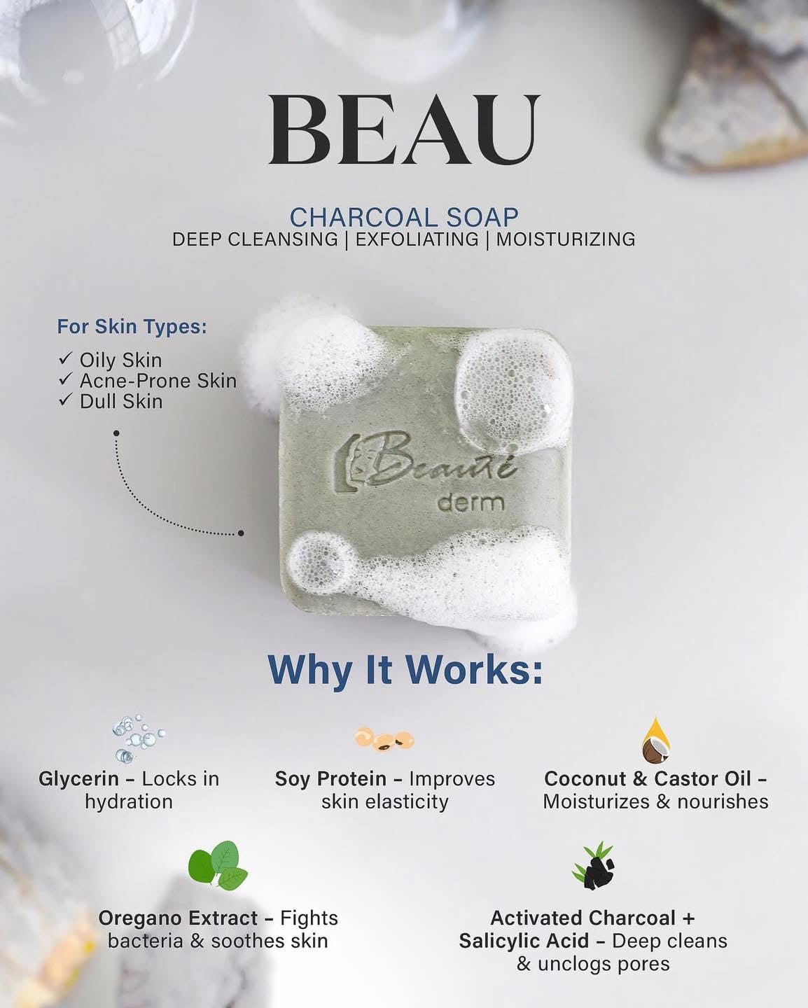 Beau Charcoal Soap 100grams BUY 1 GET 1 FREE