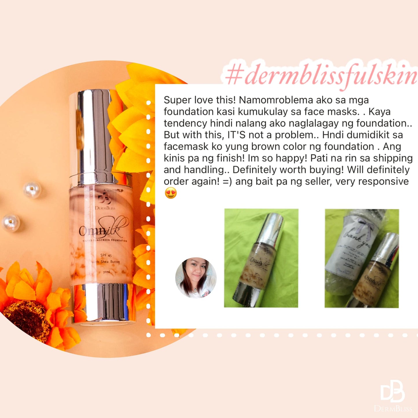 Dermbliss Omnisilk Tinted Sunscreen Foundation SPF 45 with Shea Butter