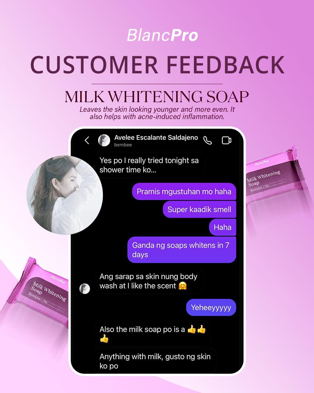 BlancPRO Milk Whitening Bar Soap 70 grams or 130 grams