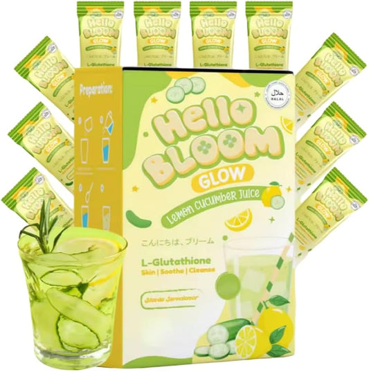 Hello Bloom Glow Lemon Cucumber Juice by Kiray Celis (10 sachets)