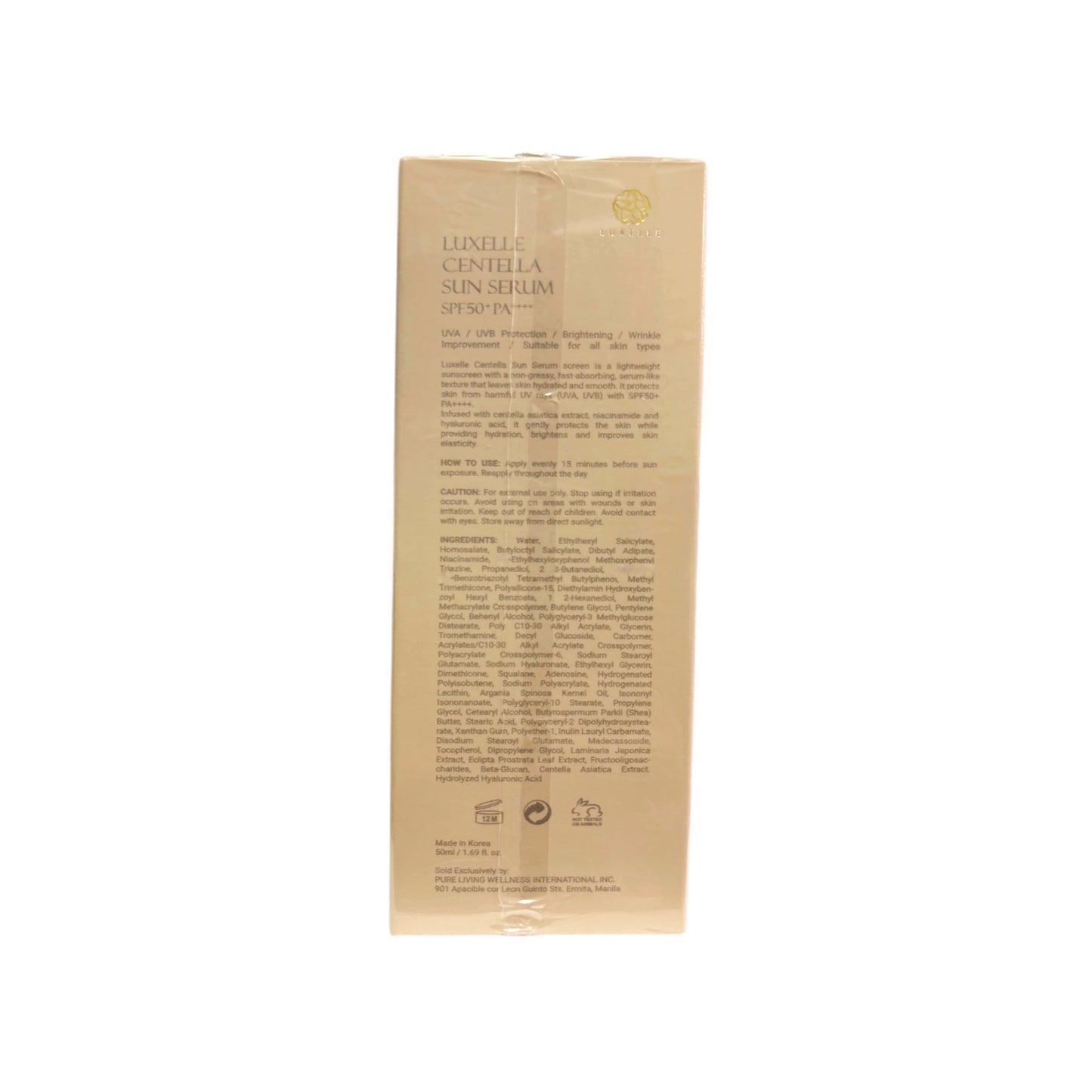 Luxelle Centella Sun Serum Dewy Glow Protection SPF PA 50+++ Lightweight, Non- Greasy Sunscreen 50ml