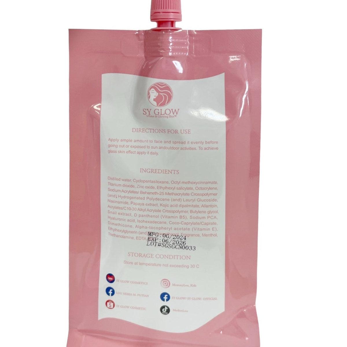 SY GLOW Sunscreen Gel Cream Instant Glass Skin SPF 40 UVA/UVB 50ml