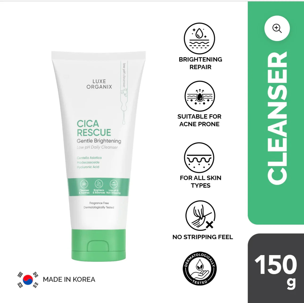 LUXE ORGANIX Cica Rescue Calming Cleanser 150g