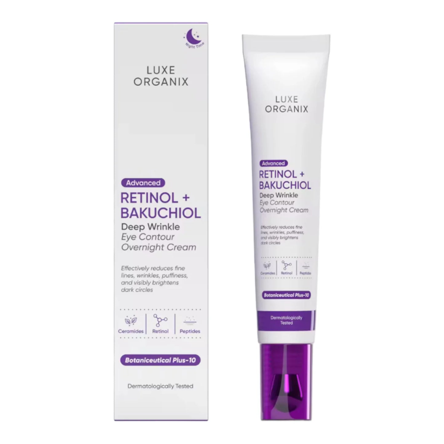 LUXE ORGANIX Advanced Retinol + Bakuchiol Deep Wrinkle Eye Contour Overnight Cream 12g