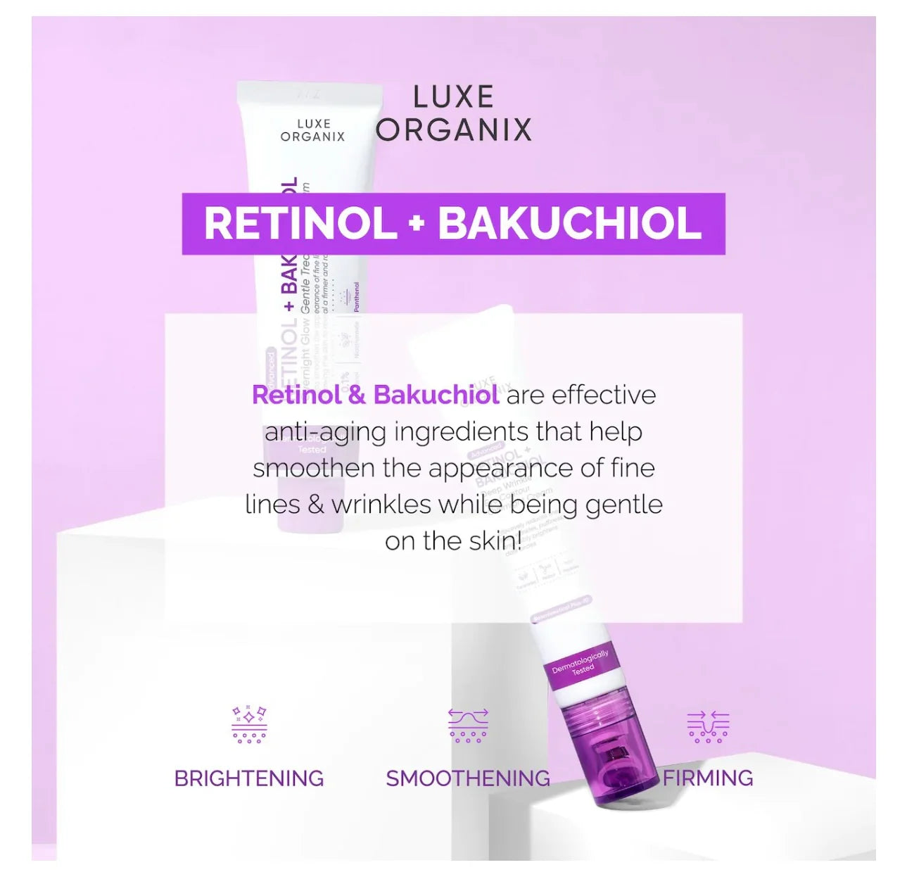 LUXE ORGANIX Advanced Retinol + Bakuchiol Deep Wrinkle Eye Contour Overnight Cream 12g