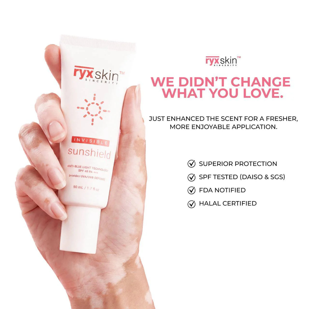 RyxSkin INVISIBLE SUNSHIELD SPF 40 PA +++ Broad Spectrum 50ml
