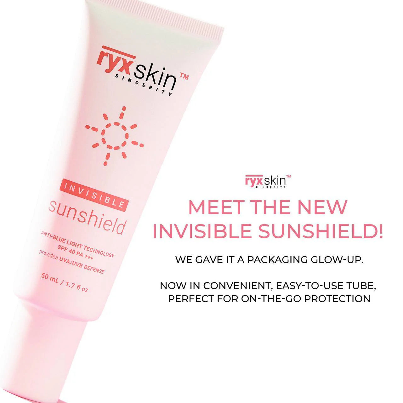 RyxSkin INVISIBLE SUNSHIELD SPF 40 PA +++ Broad Spectrum 50ml
