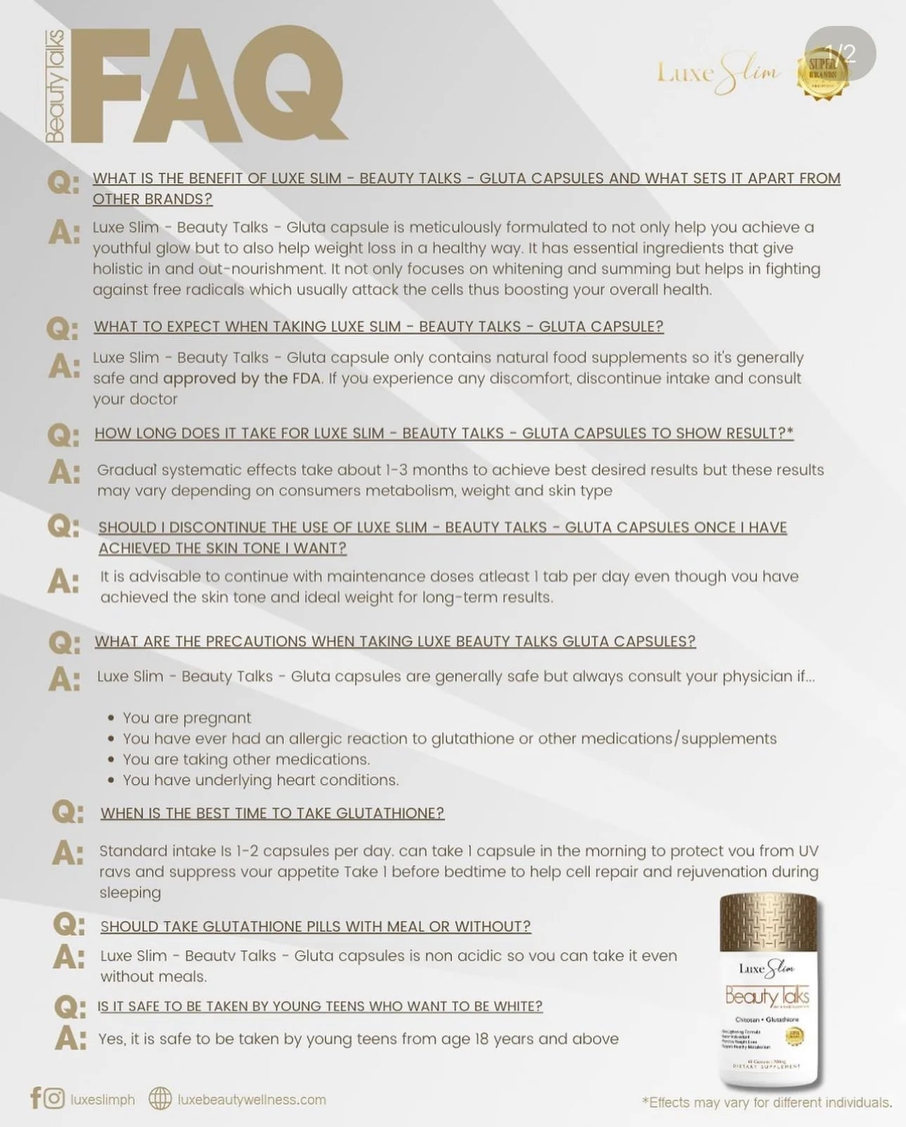 luxe slim beauty talks glutathione review Your satisfaction is our ultimate goal, and knowing that our product has made a positive impact on your and wellness journey is truly heartwarming. If you Luxe Slim Beauty Talks Skin