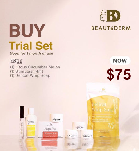 Trial Set* with FREE  Delicat Whip Soap OR Ultralite Soap 125grams, Stimulash 4ml and L’Tous Lotion