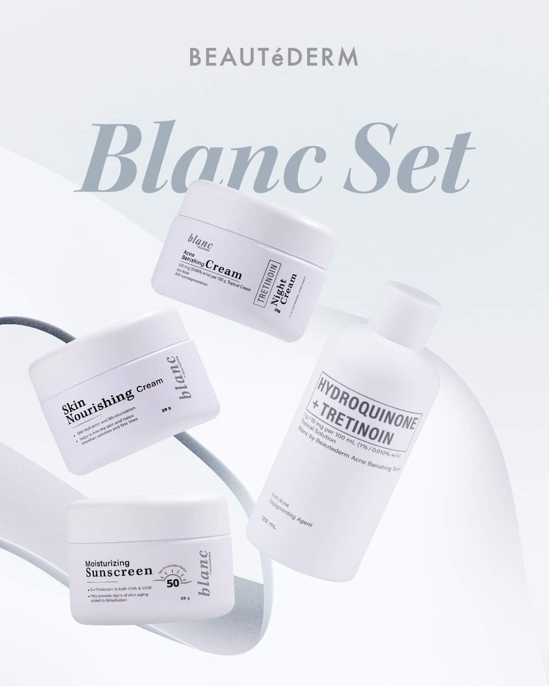Blanc Set with FREE Blanc Pouch , Jeune 250ml, C’est Clair Acne Vanishing Gel and Delicat Whip Soap OR Ultralite 125gram Soap