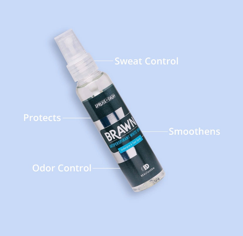 Brawn Antiperspirant Underarm and Foot spray $5(65 ml) or $10(150 ml)