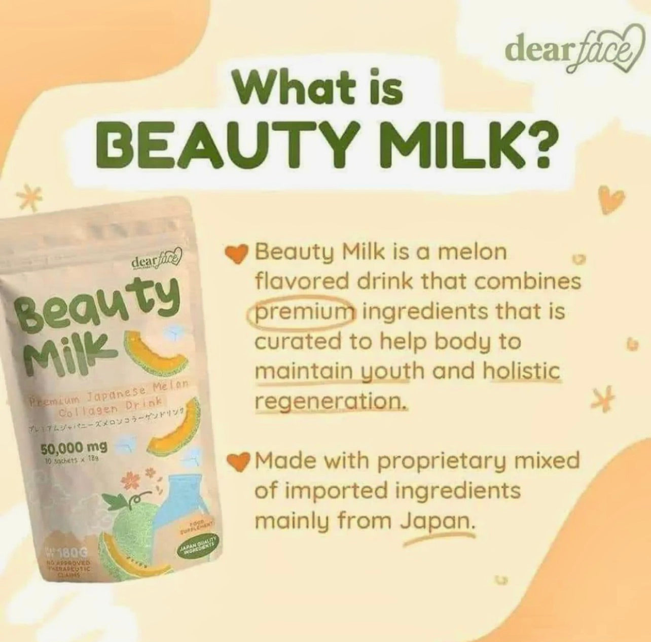 Dear Face Beauty Milk Premium Japanese Melon Drink